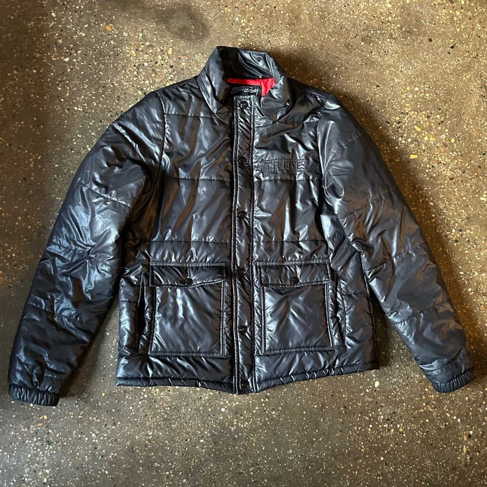 Stussy puffer jacket with detachable hood